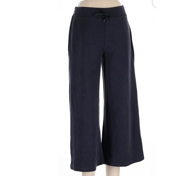 Spanx Womens Large Airessentials Wide Leg Crop Navy Blue Sweat Pant 50433r - Picture 13 of 13